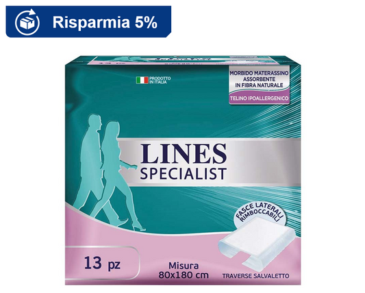 Lines, Specialist Traversa Letto Traspirante Rimboccabile - 80x180, Confezione da 13